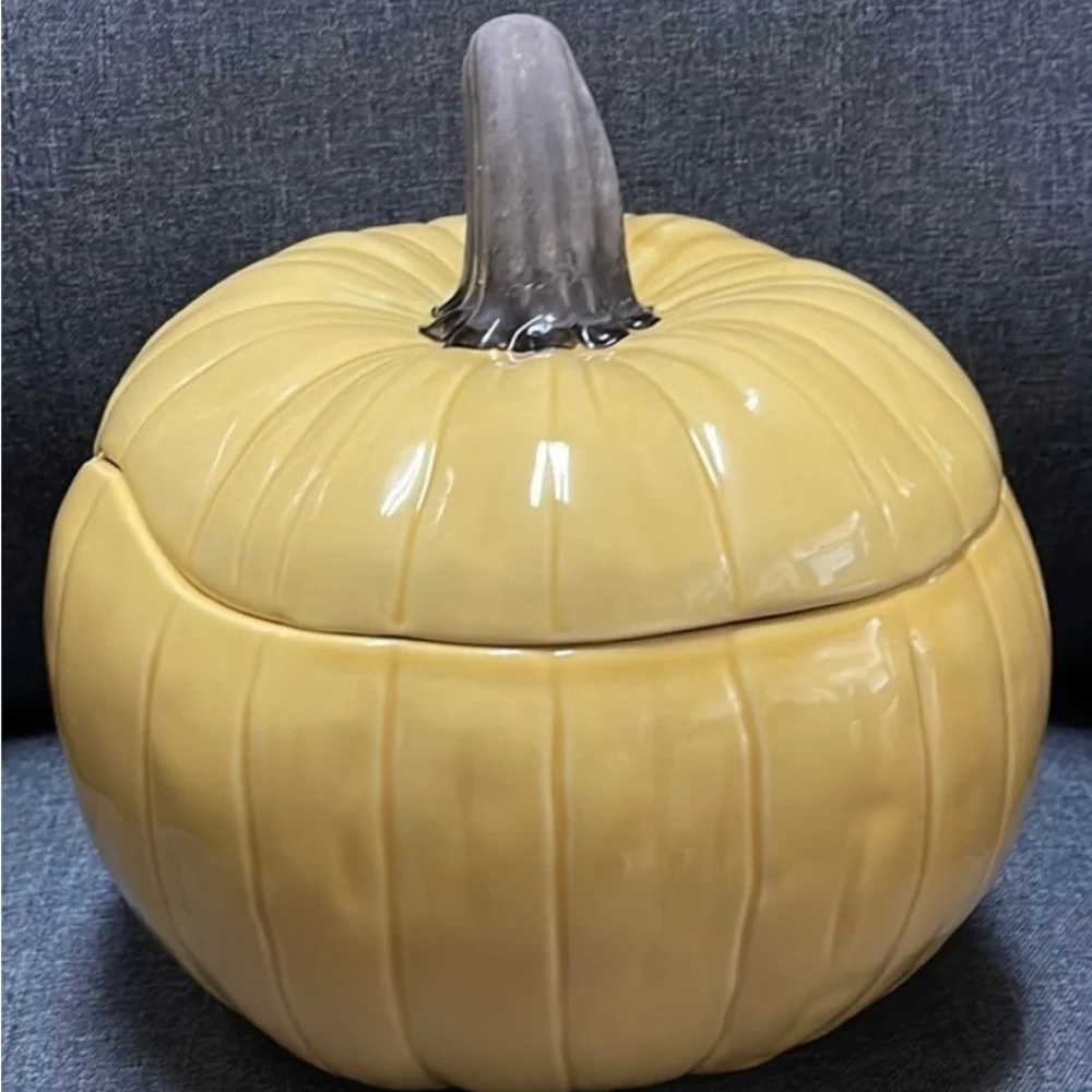 Crate&barrel pumpkin bowl with lid